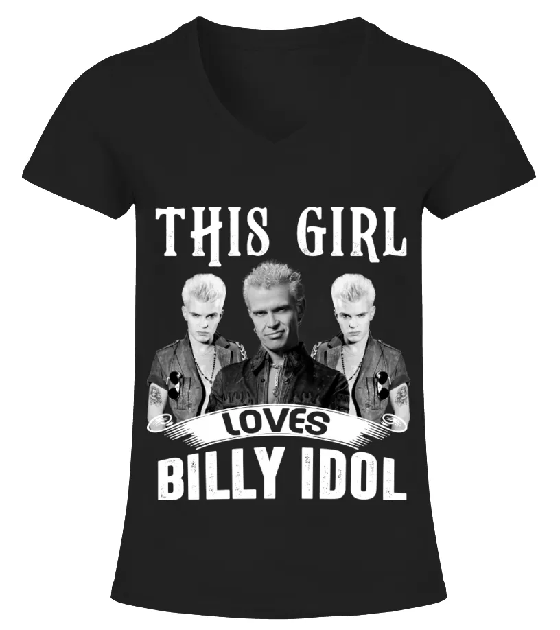 THIS GIRL LOVES BILLY IDOL Camiseta cuello pico Mujer