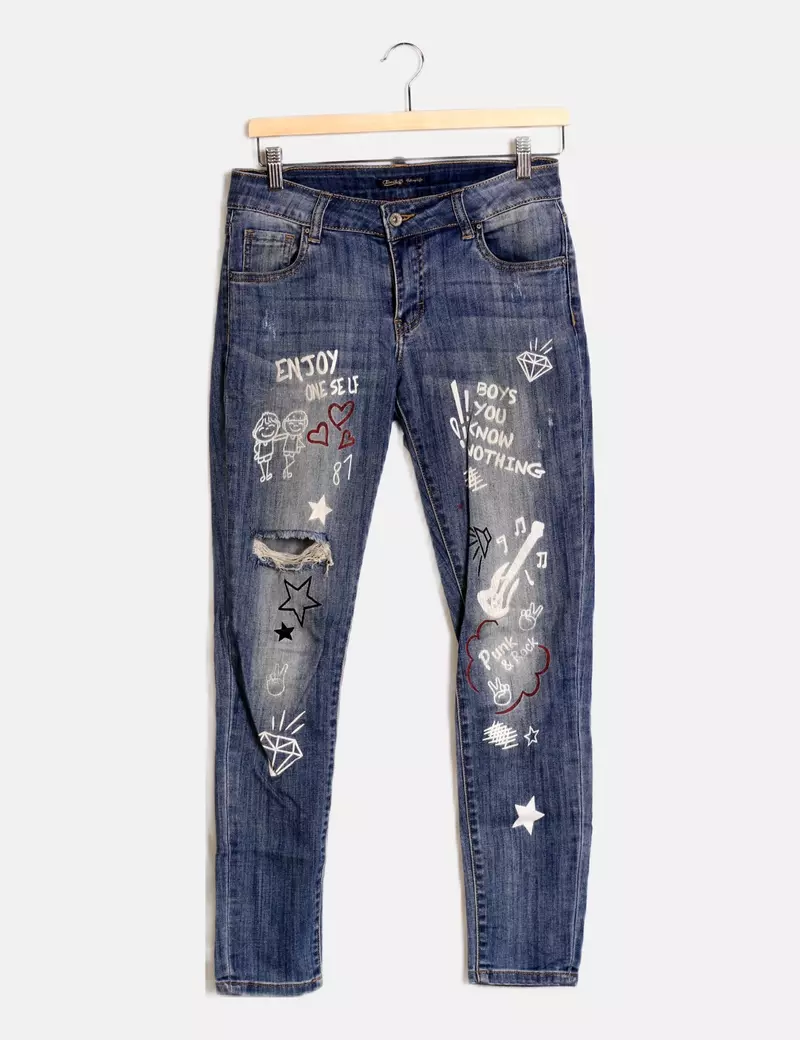 Toxik3 Jeans azul denim estampado