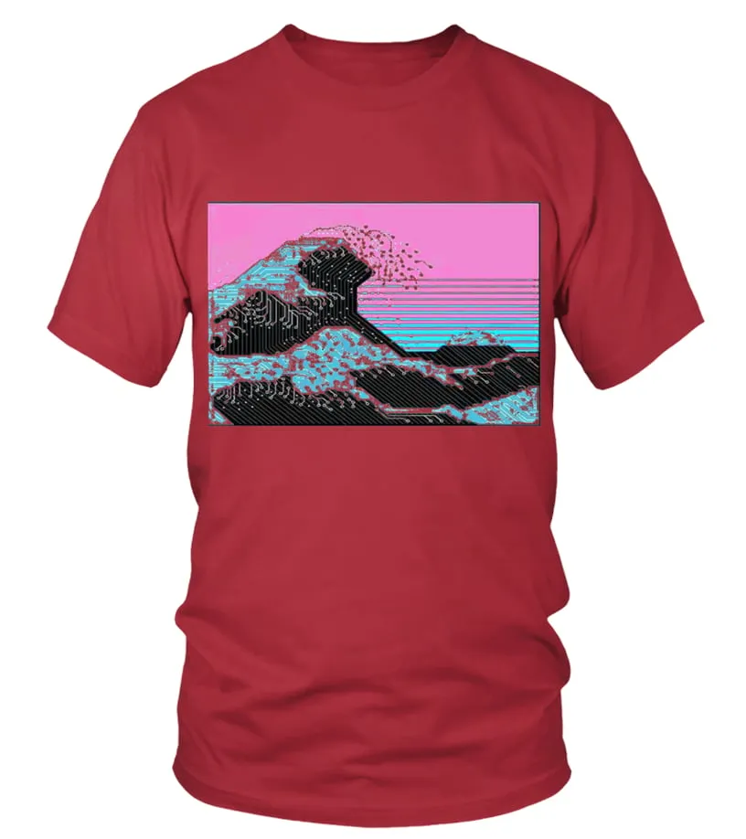  Vaporwave The Wave Hokusai Japan 90s Pastel Aqua Digital Art Camiseta cuello redondo Unisex