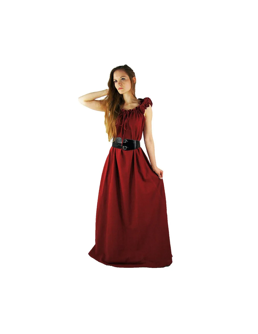 Vestido medieval largo modelo Clara, color rojo