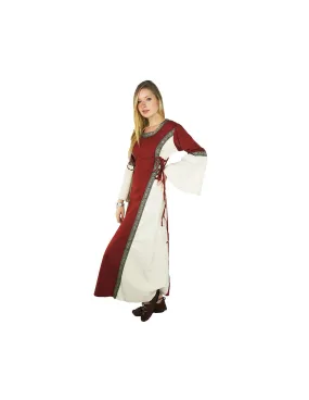 Vestido medieval mujer Angie, rojo-blanco natural