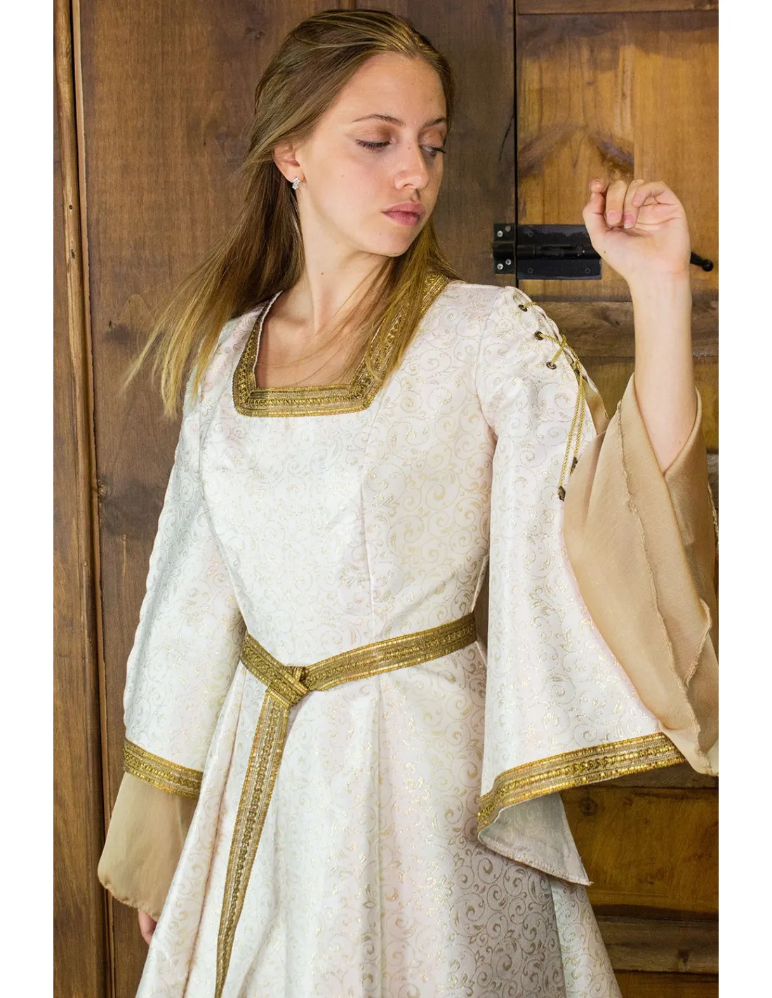 Vestido medieval noble Aquitania - Blanco