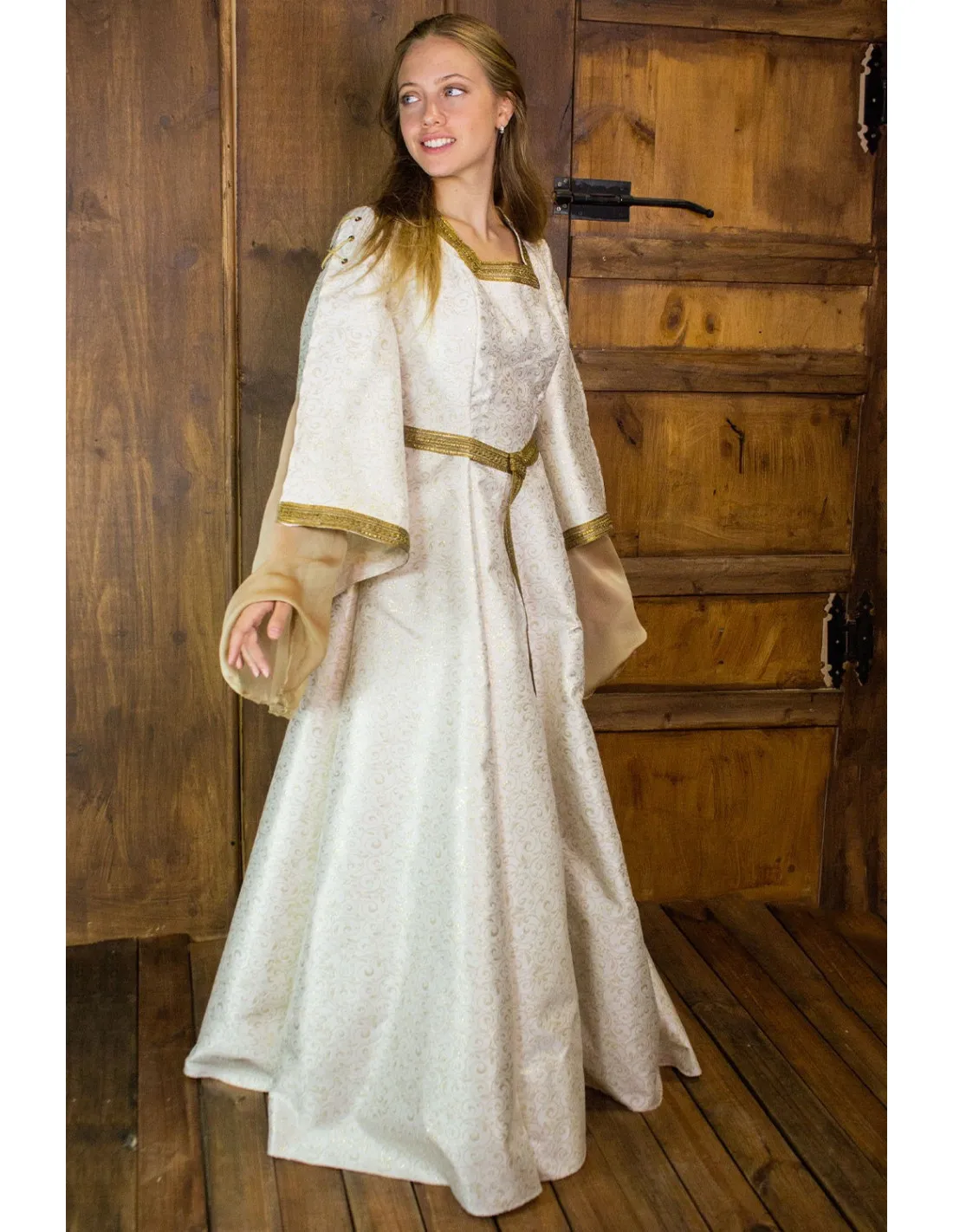 Vestido medieval noble Aquitania - Blanco