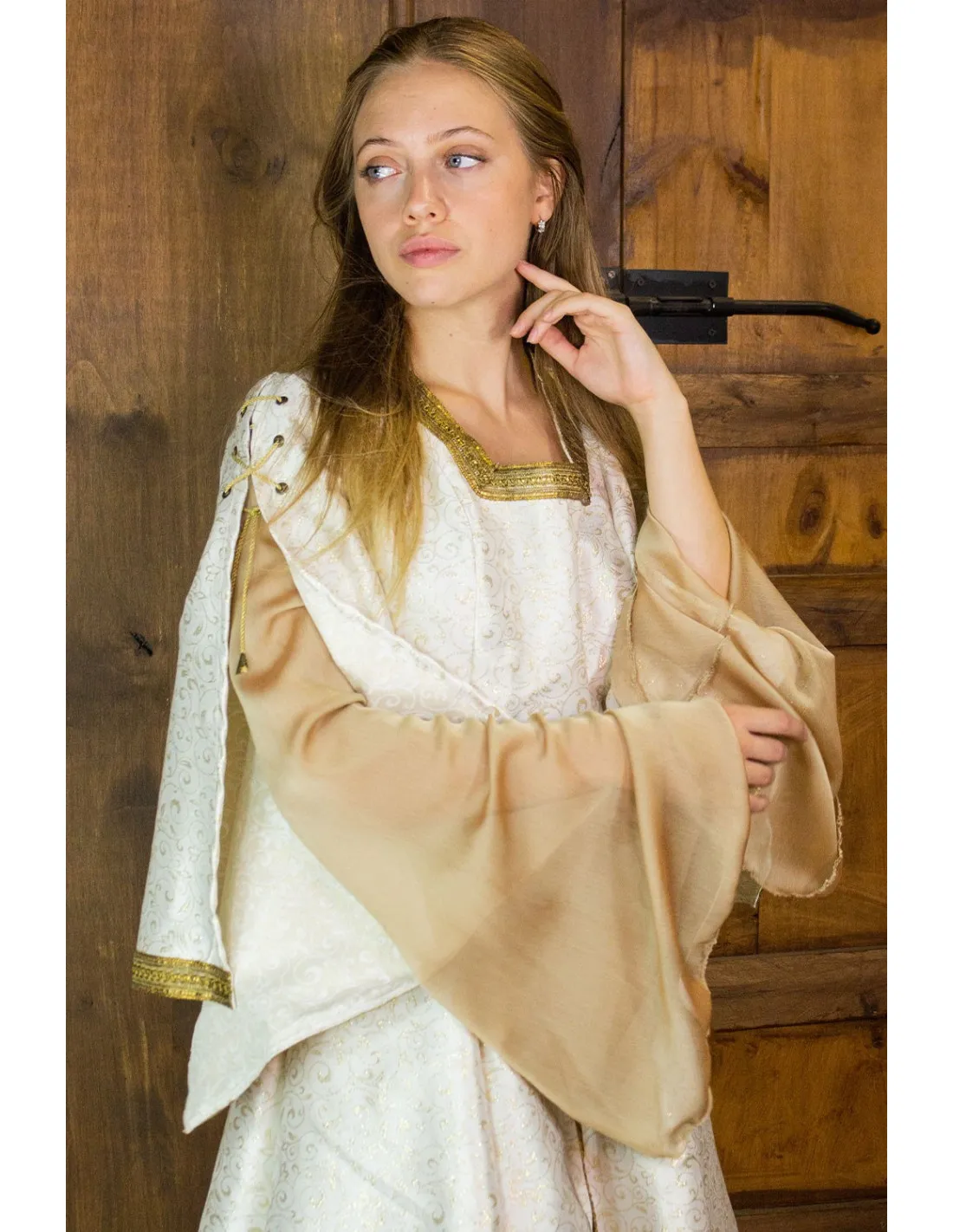 Vestido medieval noble Aquitania - Blanco