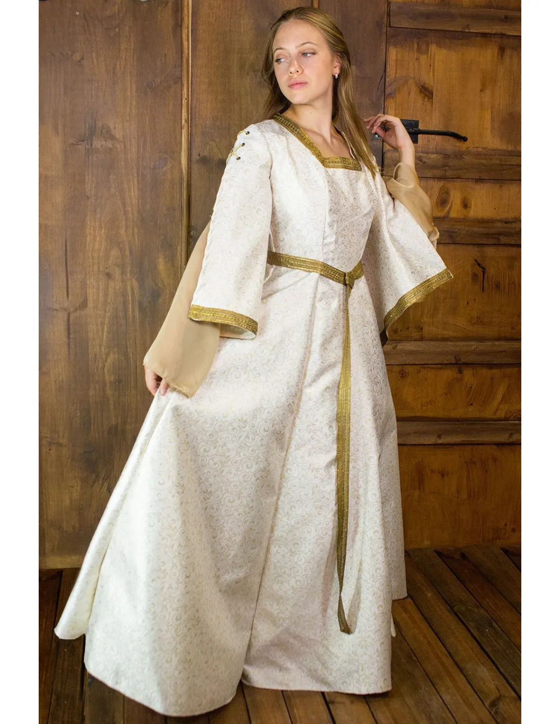 Vestido medieval noble Aquitania - Blanco