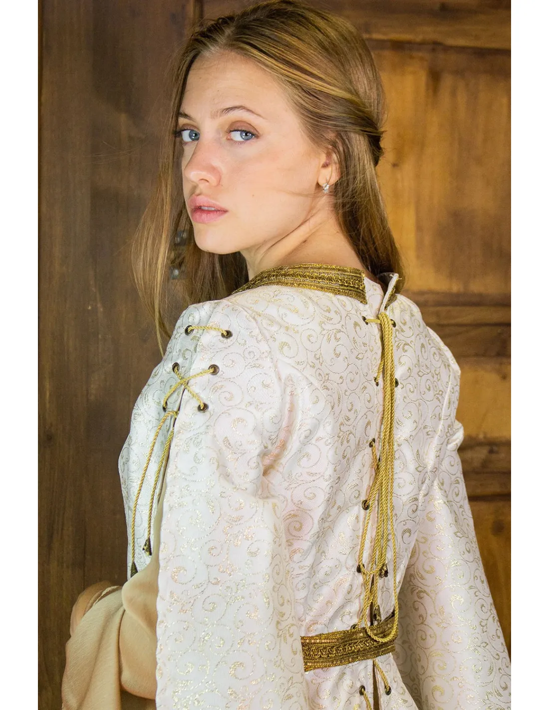 Vestido medieval noble Aquitania - Blanco