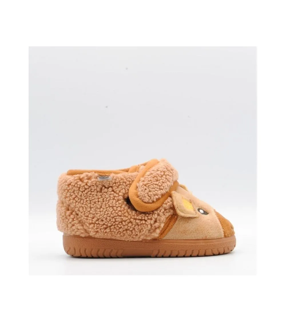 ZAPATILLAS CASA VICTORIA VELCRO ANIMALITOS OSO CAMEL