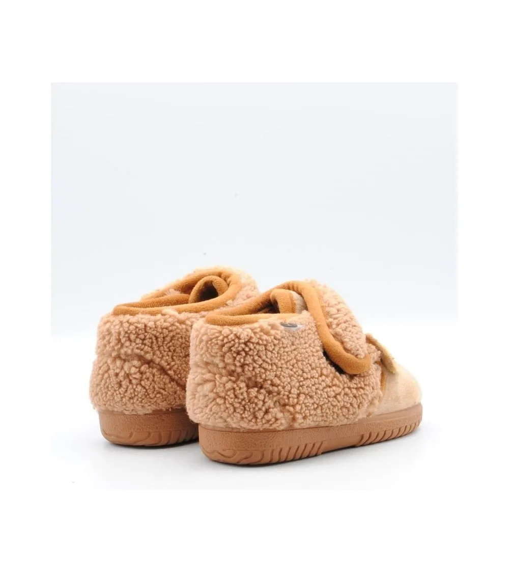 ZAPATILLAS CASA VICTORIA VELCRO ANIMALITOS OSO CAMEL