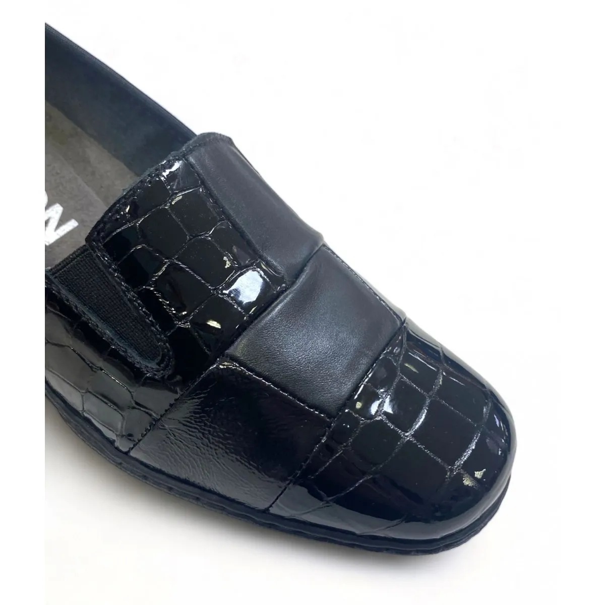 Zapato ancho especial Notton mocasin mujer negro 0760