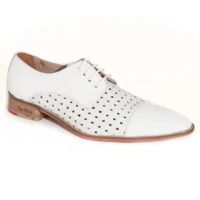 Zapato hombre charol blanco calado
