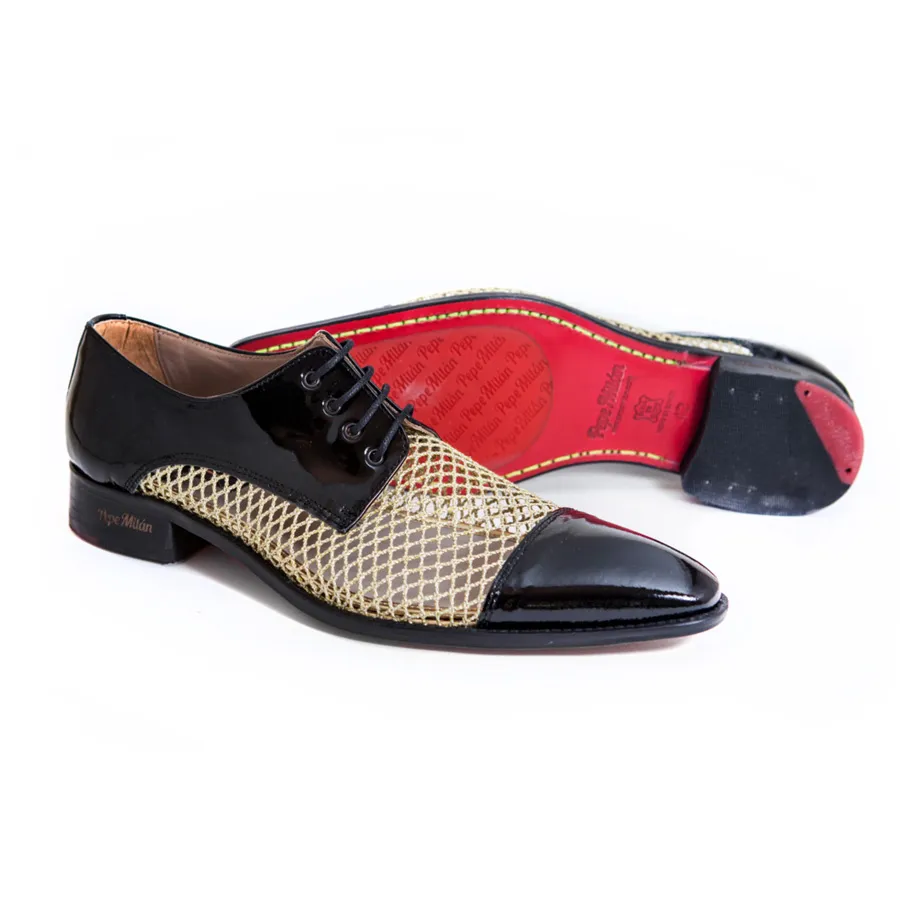 Zapato hombre piel y rejilla
