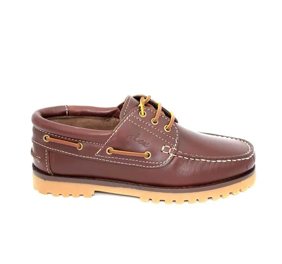 ZAPATO PARA HOMBRE NÁUTICO CASUAL CORDÓN PIEL CASTAÑO