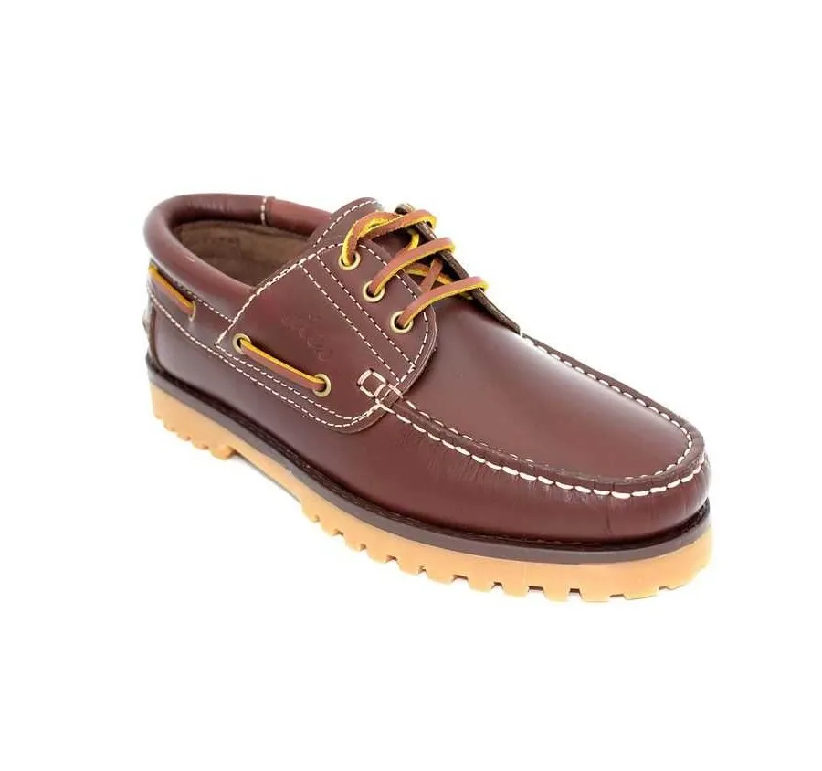 ZAPATO PARA HOMBRE NÁUTICO CASUAL CORDÓN PIEL CASTAÑO