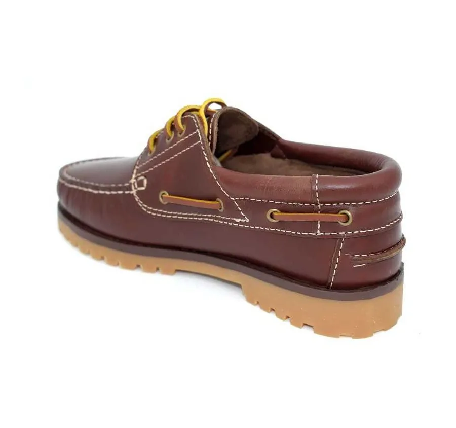 ZAPATO PARA HOMBRE NÁUTICO CASUAL CORDÓN PIEL CASTAÑO