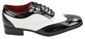 Zapatos de charol brillante de cuero con cordones de diseño italiano en color rojo negro para hombre