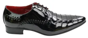 Zapatos de charol brillante de cuero con cordones en colores rojos negros de diseño italiano para hombre