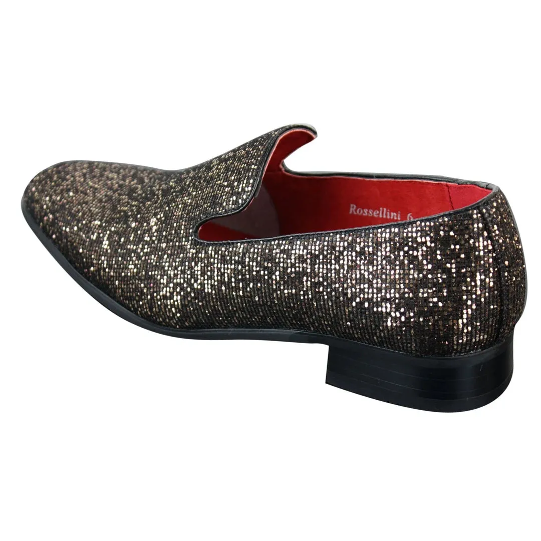 Zapatos de charol brillante en color plateado dorado negro brillante de fiesta para hombre