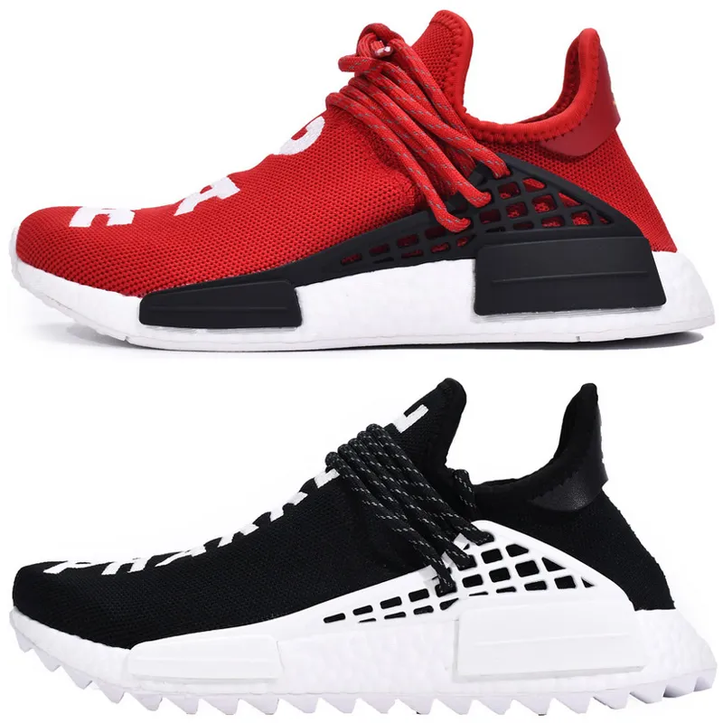 Zapatos de raza humana Pharrell Hu Sneakers Williams Runner Men Descuento Trail siendo triple lienzo en blanco Tangerine Black A